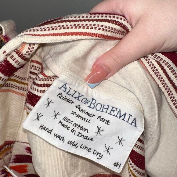 Alix of Bohemia Painter Indian Summer Wide Leg Pants Size XS Cream Burgundy - Picture 7 of 10